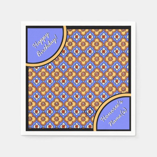 Serviette En Papier Carrelage gothique Motif - Bleu jaune orange (Devant)