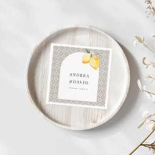Serviette En Papier Carrelage italien beige Citron Mariage