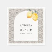 Serviette En Papier Carrelage italien beige Citron Mariage (Devant)