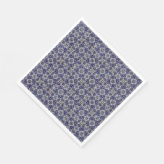 Serviette En Papier Carrelage italien rustique Azulejo bleu blanc géom (Coin)