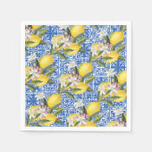 Serviette En Papier Carrelage Mariage Douche Citrons & Bleu Méditerran (Devant)