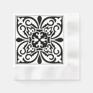 Serviette En Papier Carrelage marocain - blanc avec arrière - plan noi