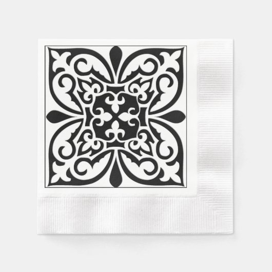 Serviette En Papier Carrelage marocain - blanc avec arrière - plan noi (Devant)
