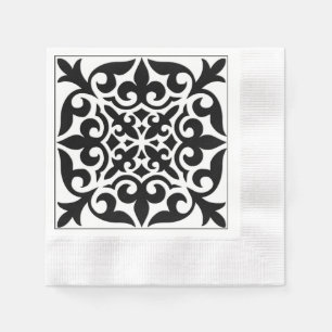 Serviette En Papier Carrelage marocain - blanc avec arrière - plan noi