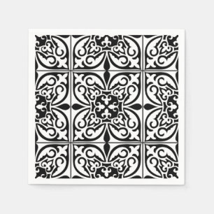 Serviette En Papier Carrelage marocain - blanc avec arrière - plan noi