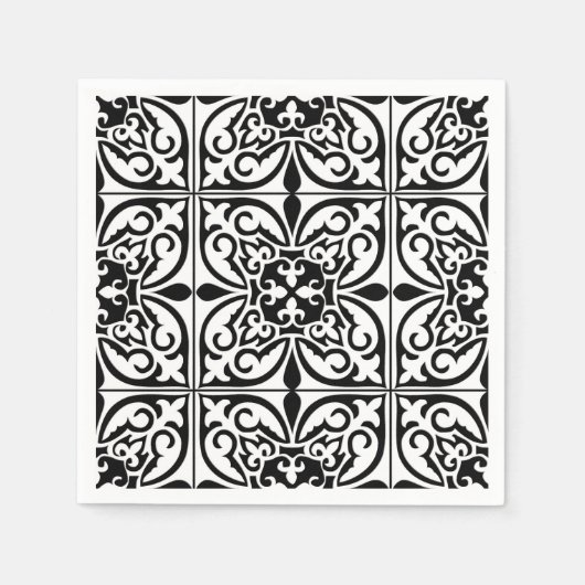 Serviette En Papier Carrelage marocain - blanc avec arrière - plan noi (Devant)