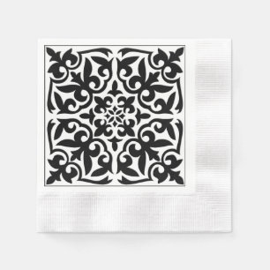 Serviette En Papier Carrelage marocain - blanc avec arrière - plan noi