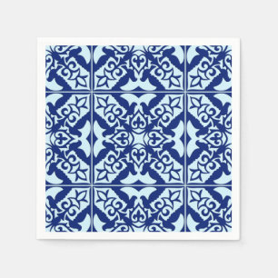 Serviette En Papier Carrelage marocain - bleu marine et bleu clair