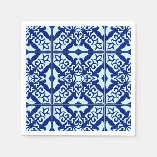 Serviette En Papier Carrelage marocain - bleu marine et bleu clair (Devant)