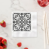 Serviette En Papier Carrelage marocain - noir avec arrière - plan blan (En situation)