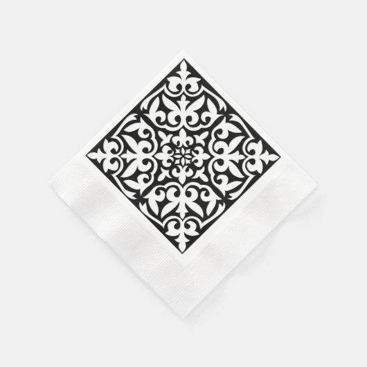 Serviette En Papier Carrelage marocain - noir avec arrière - plan blan (Coin)