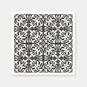 Serviette En Papier Carrelage marocain - noir avec arrière - plan blan