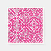 Serviette En Papier Carrelage marocain - rose fuchsia et blanc (Devant)