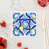 Serviette En Papier Carrelage méditerranéen, carrelage bleu, citron, (En situation)