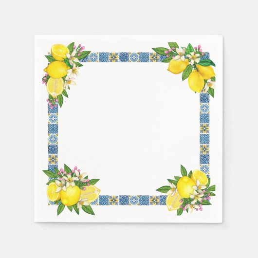 Serviette En Papier Carrelage méditerranéen clair Sicilien Citrus Lemo (Devant)