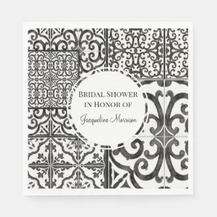 Serviette En Papier Carrelage noir blanc Motif Rustic Farm Fête des ma