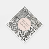 Serviette En Papier Carrelage noir et blanc Motif Sud-ouest rose pâle (Coin)