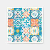 Serviette En Papier Carrelage orange et bleu (Devant)