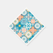 Serviette En Papier Carrelage orange et bleu (Coin)