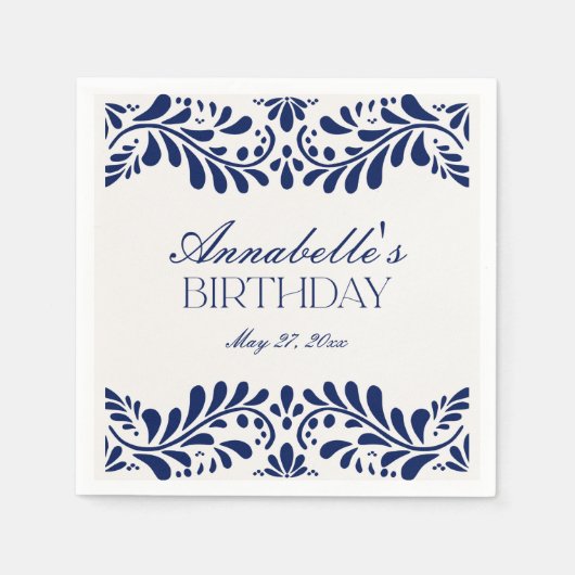 Serviette En Papier Carrelage Talavera bleu Espagne Fiesta Anniversair (Devant)