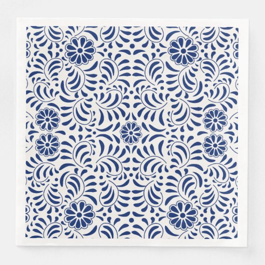 Serviette En Papier Carrelage Talavera bleu style espagnol Fiesta (Devant)