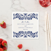 Serviette En Papier Carrelage Talavera bleu style espagnol Mariage Fie (En situation)