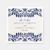 Serviette En Papier Carrelage Talavera bleu style espagnol Mariage Fie (Devant)