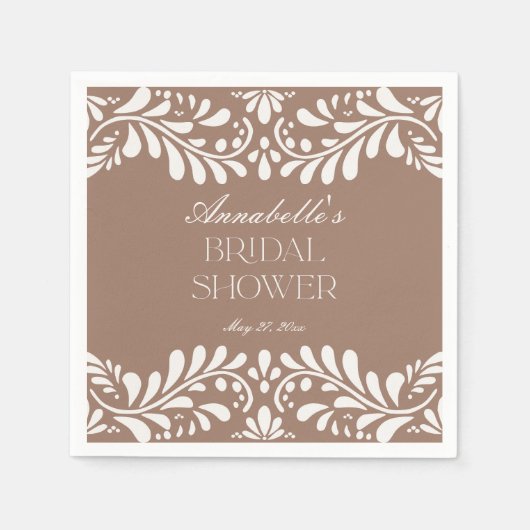 Serviette En Papier Carrelage Talavera Brun Moka Fête de Fiançailles (Devant)