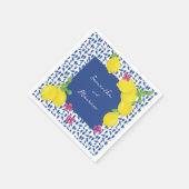 SERVIETTE EN PAPIER CARRELATS BLEUS DE CITRONS DE COULEUR D'EAU (Coin)