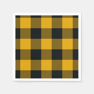 Serviette En Papier Carrés à carreaux jaunes et noirs Plaid de Buffalo
