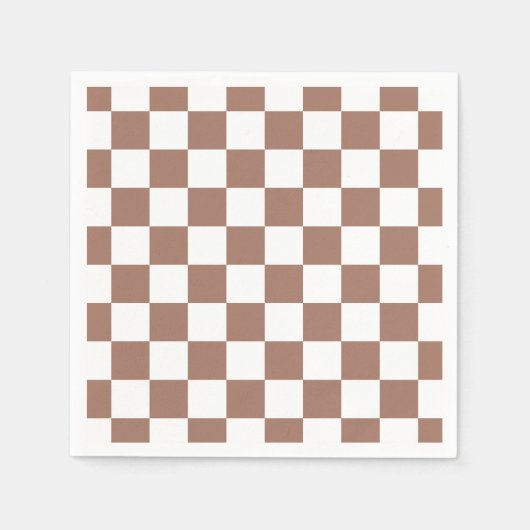 Serviette En Papier Carrés Checker mocha brun blanc géométrique rétro (Devant)