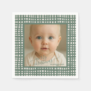 Serviette En Papier Carrés de poinsettia Vert sauge Noël Photo