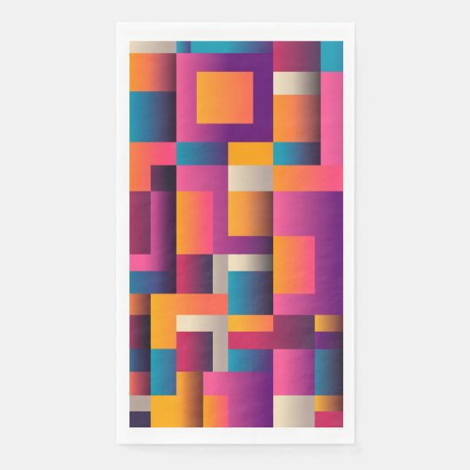 Serviette En Papier Carrés et formes Abstraits colorés (Devant)