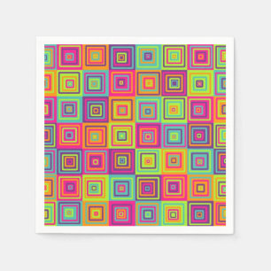 Serviette En Papier Carrés géométriques colorés