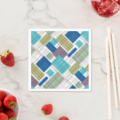 Serviette En Papier Carrés géométriques sans à damiers plaid (En situation)