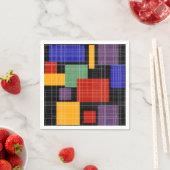 Serviette En Papier Carrés géométriques sans à damiers plaid (En situation)