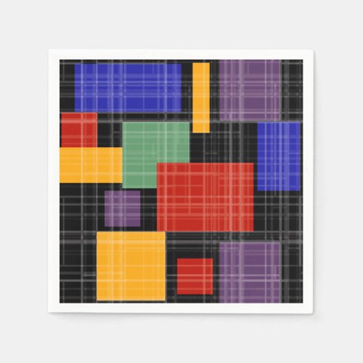Serviette En Papier Carrés géométriques sans à damiers plaid (Devant)