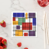 Serviette En Papier Carrés géométriques sans à damiers plaid (En situation)