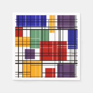 Serviette En Papier Carrés géométriques sans à damiers plaid