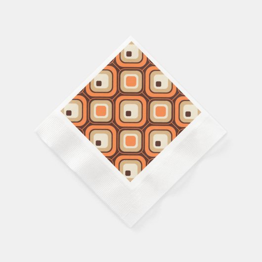 Serviette En Papier Carrés orange, marron et beige (Coin)