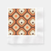Serviette En Papier Carrés orange, marron et beige (Devant)