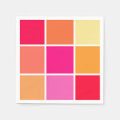 Serviette En Papier Carrés rose, orange et jaune (Devant)