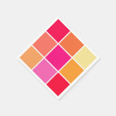 Serviette En Papier Carrés rose, orange et jaune (Coin)