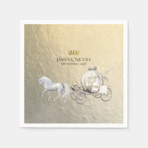 Serviette En Papier Carrosse et licorne de conte de fées de la princes