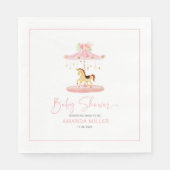 Serviette En Papier Carrousel de poney aux fleurs roses mignonnes (Devant)