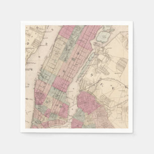 Serviette En Papier Carte 1868 de New York et de Brooklyn