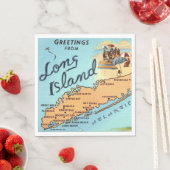 Serviette En Papier Carte ancienne de Long Island (En situation)