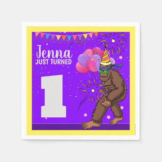 Serviette En Papier Carte anniversaire de enfant Bigfoot mignonne pers (Devant)