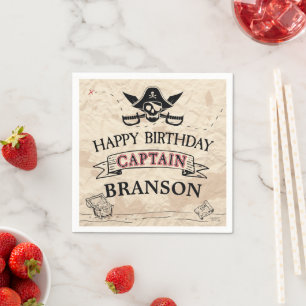 Serviette En Papier Carte au trésor pirate vintage Joyeux Anniversaire