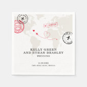 Serviette En Papier Carte Beige Destination Mariage (Devant)